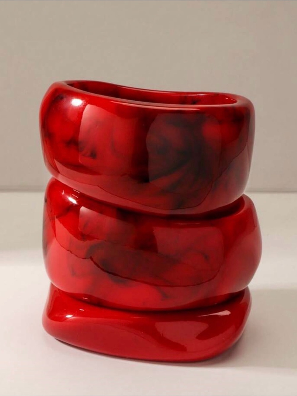 Red Gloss Ceramic Stacked Vase - Home Accents